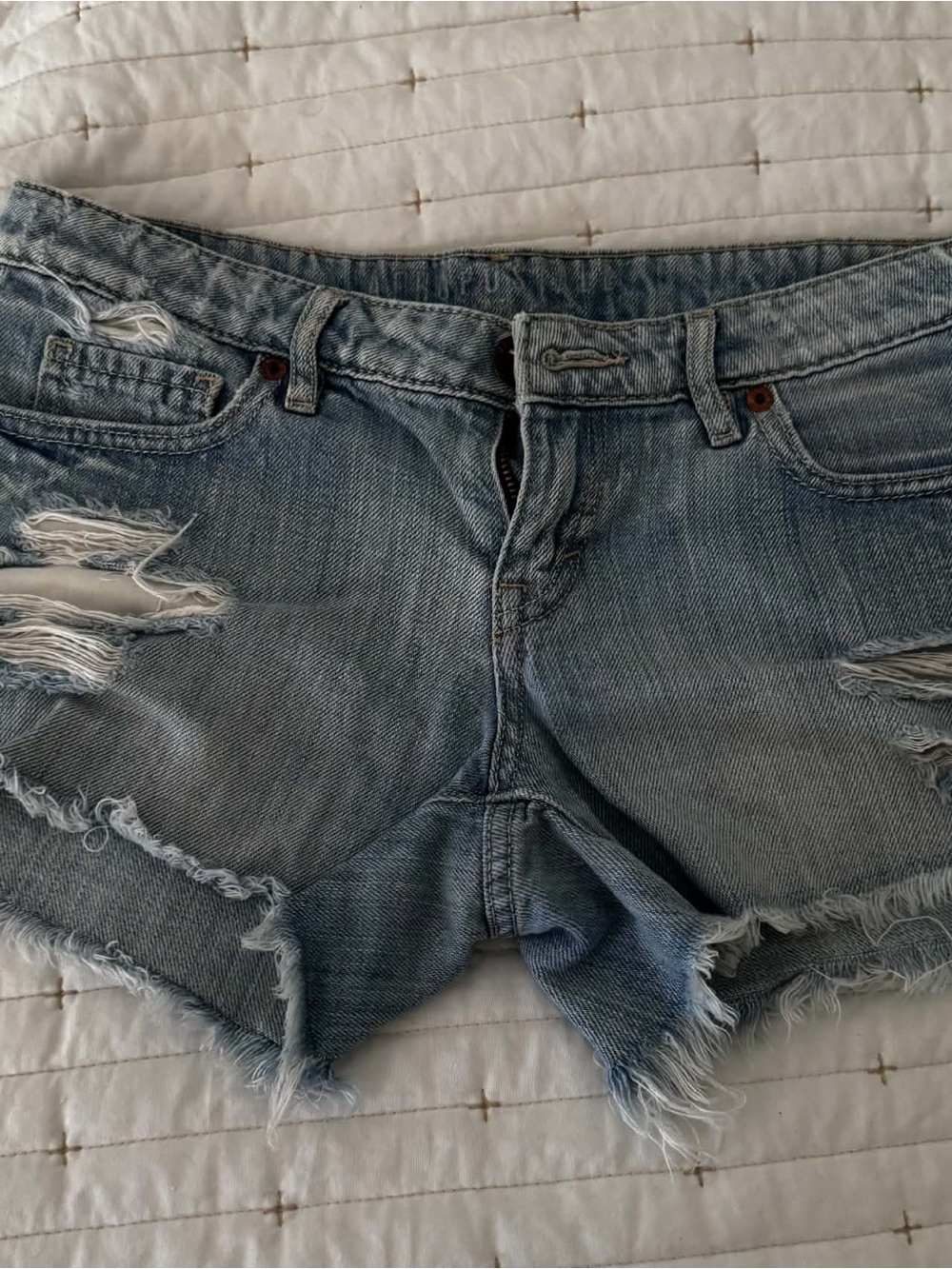 Aeropostale Light Blue Distressed Denim Cutoff Shorts